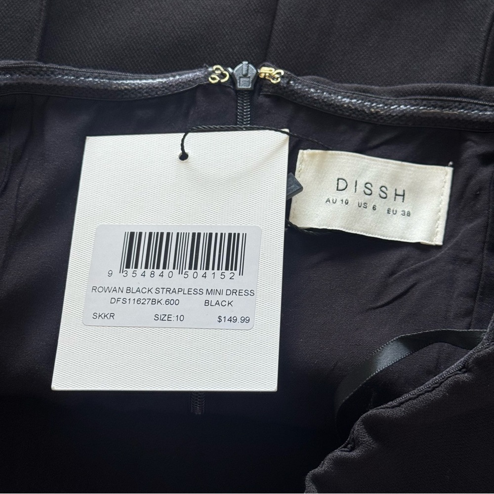 NWT‎ DISHH Rowan Black Strapless Mini Dress - Picture 7 of 12